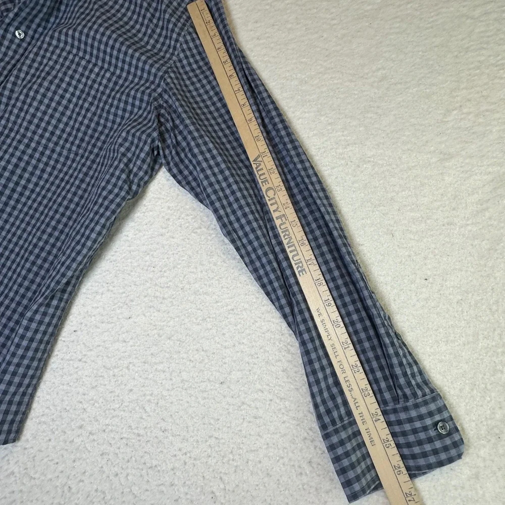 Banana Republic Soft Wash Slim Fit Shirt Mens XXL Grey Navy Gingham Check Cotton